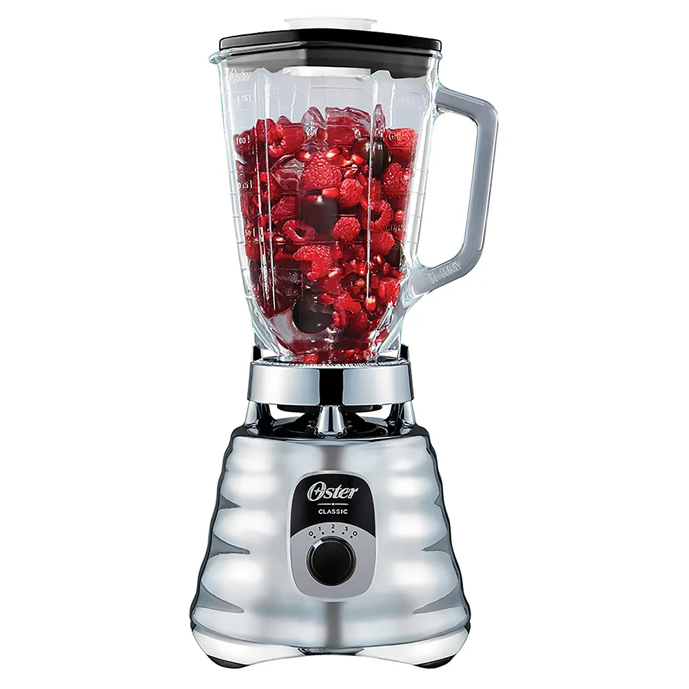 Licuadora clásica Oster cromada con perilla ergonómica de 3 velocidades BLST4655