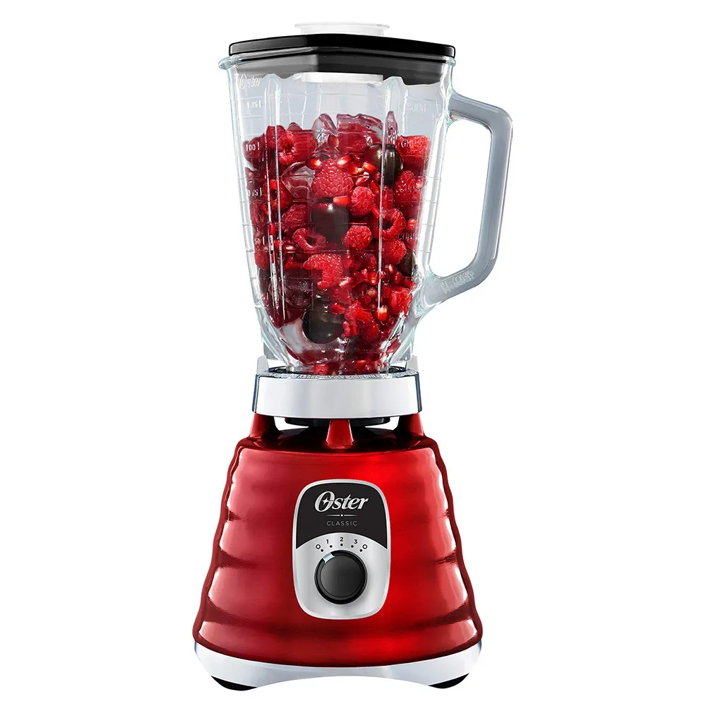 Licuadora clásica Oster roja con perilla ergonómica de 3 velocidades BLST4126R